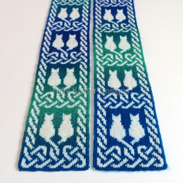 Elegant Celtic Cat Scarf Knitting Pattern [ENGLISH ONLY, PDF Download]