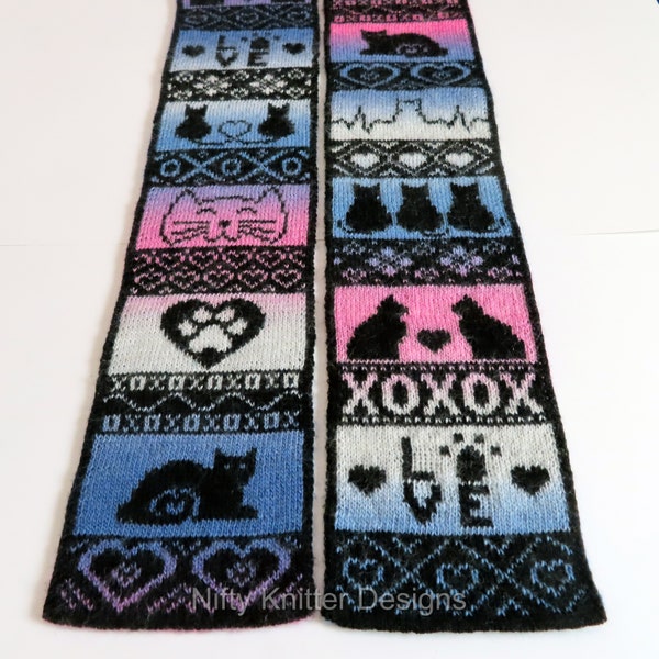 Cute Cat Scarf Knitting Pattern - Cat Love Scarf [ENGLISH ONLY, PDF Download]