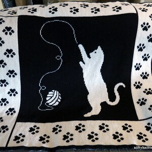 Cute Cat Blanket Knitting Pattern, baby, throw Cattitude Blanket ENGLISH ONLY image 3