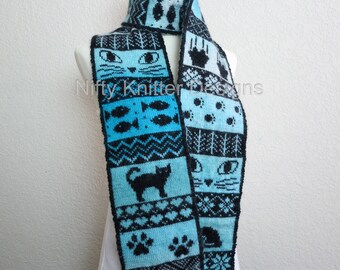Cat Scarf Knitting Pattern: Reversible Double Knit Design (PDF