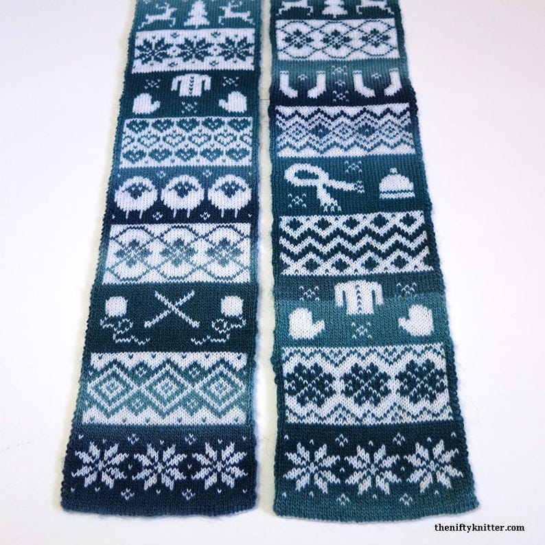 Winter Sheep Scarf Knitting Pattern Knit Season Scarf ENGLISH ONLY image 1