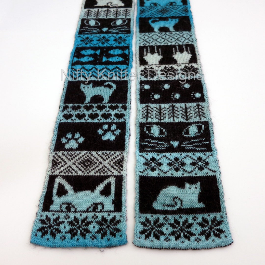Cute Cat Scarf Knitting Pattern Cat Season Scarf Etsy