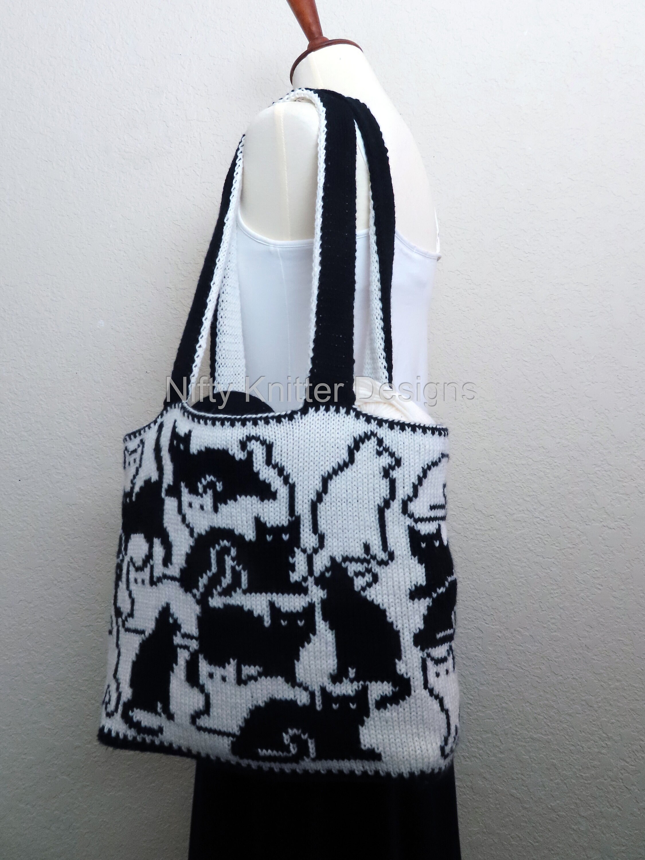 Cute Cat Bag Knitting Pattern Herding Cats Bag Etsy