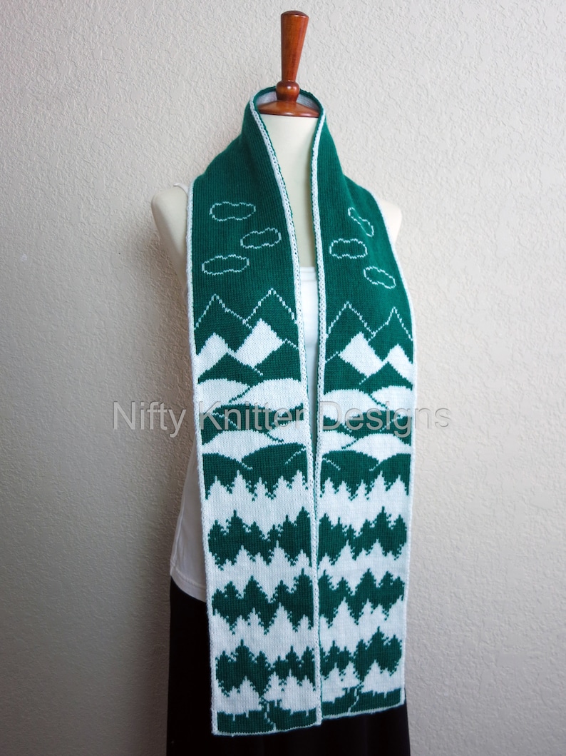 Forest Scarf Knitting Pattern Into the Woods Scarf ENGLISH ONLY, PDF Download image 4