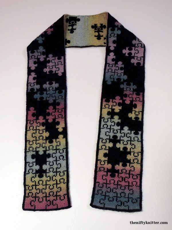 Jigsaw Puzzle Scarf Knitting Pattern Puzzlin' Scarf Etsy