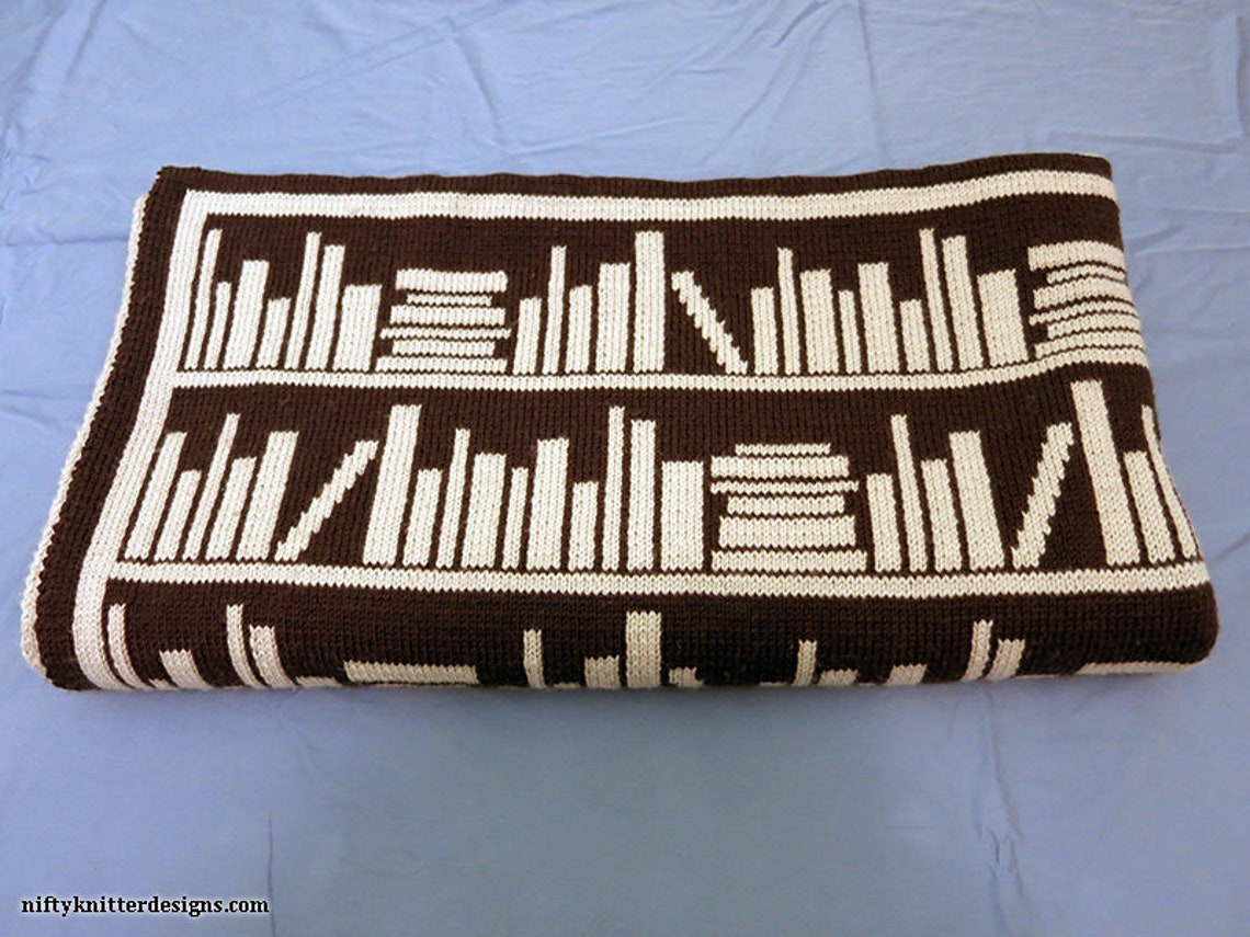 Knitting Pattern Book Lover Blanket Etsy