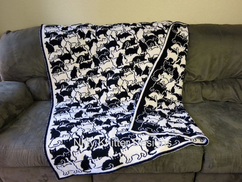 Cute Cat Blanket Knitting Pattern baby throw Herding Cats image 7