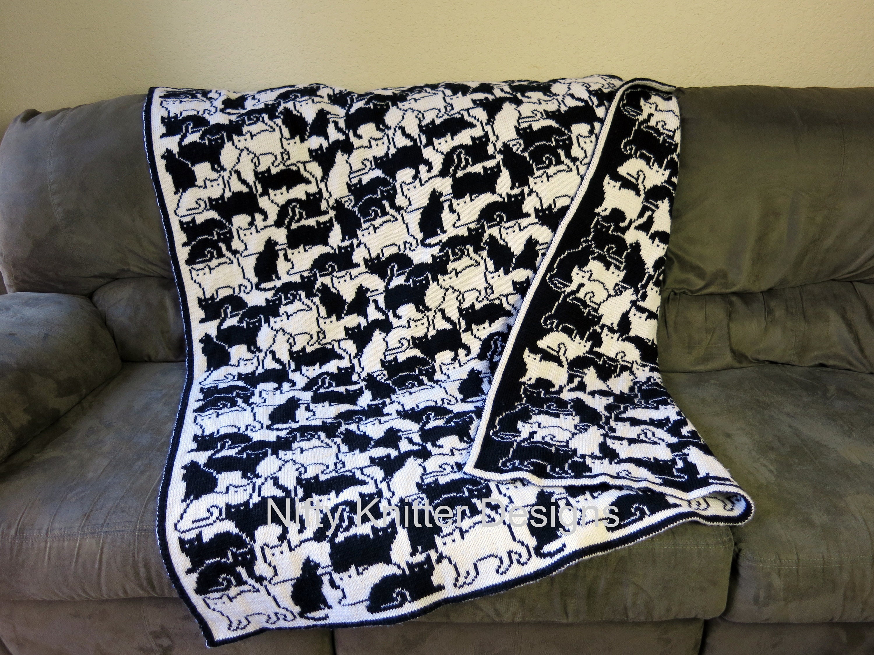 Cute Cat Blanket Knitting Pattern Baby Throw Herding Cats - Etsy