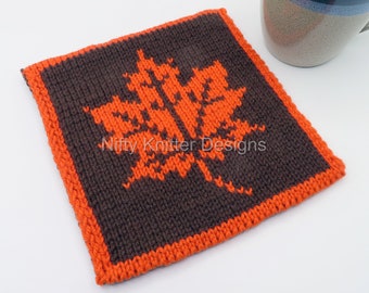 Autumn Fall Leaf Potholder Knitting Pattern [ENGLISH ONLY, PDF Download]