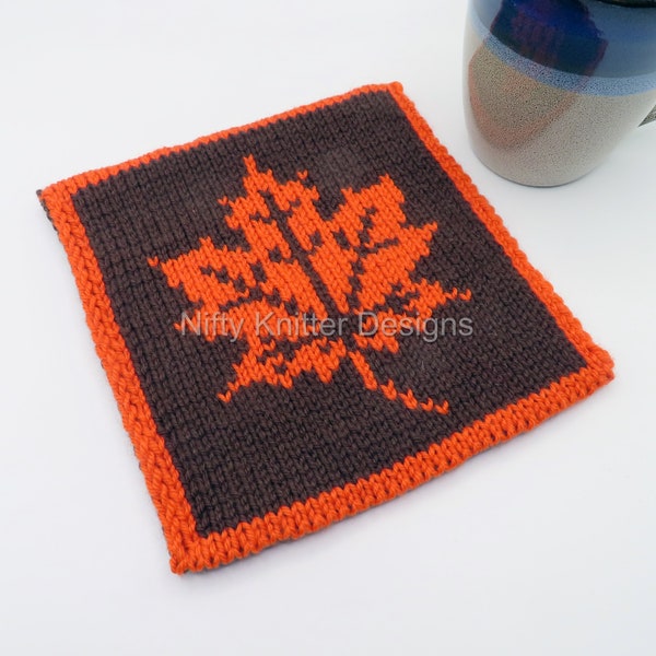 Autumn Fall Leaf Potholder Knitting Pattern [ENGLISH ONLY, PDF Download]