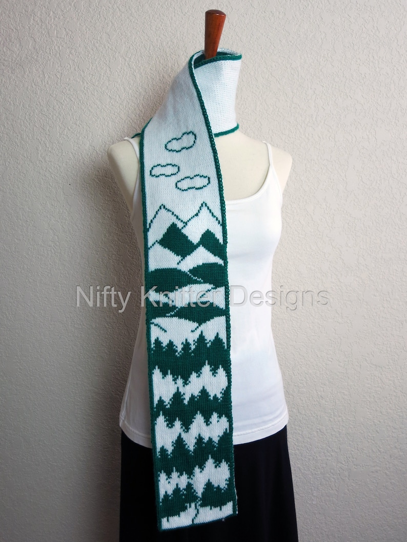 Forest Scarf Knitting Pattern Into the Woods Scarf image 2