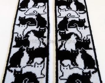 Patrón de bufanda de gato: Pastoreo de gatos, diseño reversible de doble punto (descarga en PDF, solo en inglés)