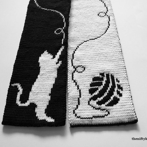 Cute Cat Scarf Knitting Pattern Cattitude Scarf Etsy