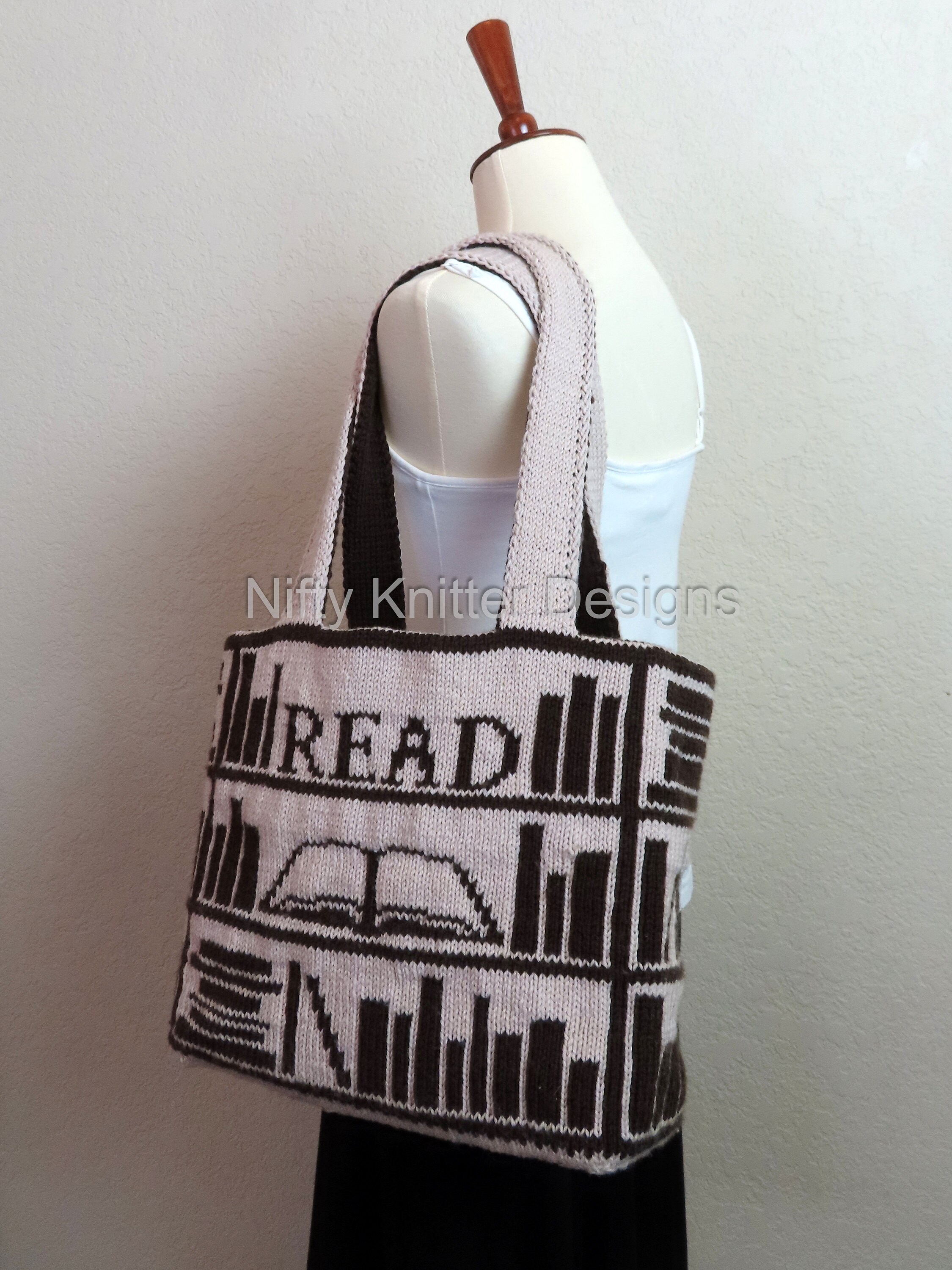 Book Bag Knitting Pattern Book Lover Bag Etsy