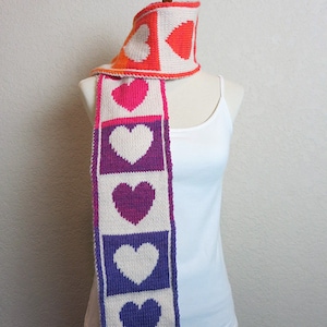 Heart Scarf Knitting Pattern Share the Love Scarf ENGLISH ONLY image 3