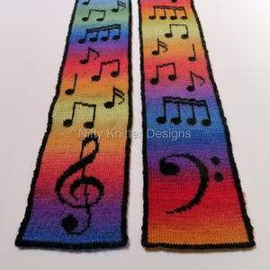 Music Note Scarf Knitting Pattern: Reversible Double Knit Design (PDF Download, English Only)