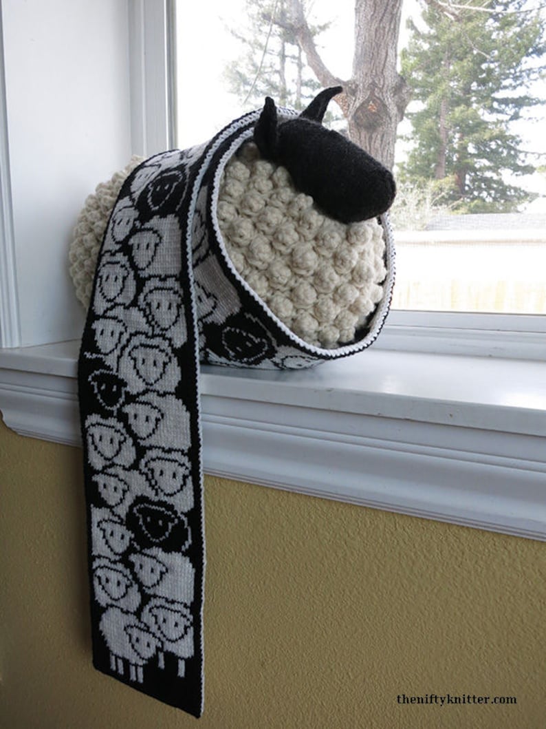 Cute Sheep Scarf Knitting Pattern Counting Sheep Scarf ENGLISH ONLY, PDF Download image 5