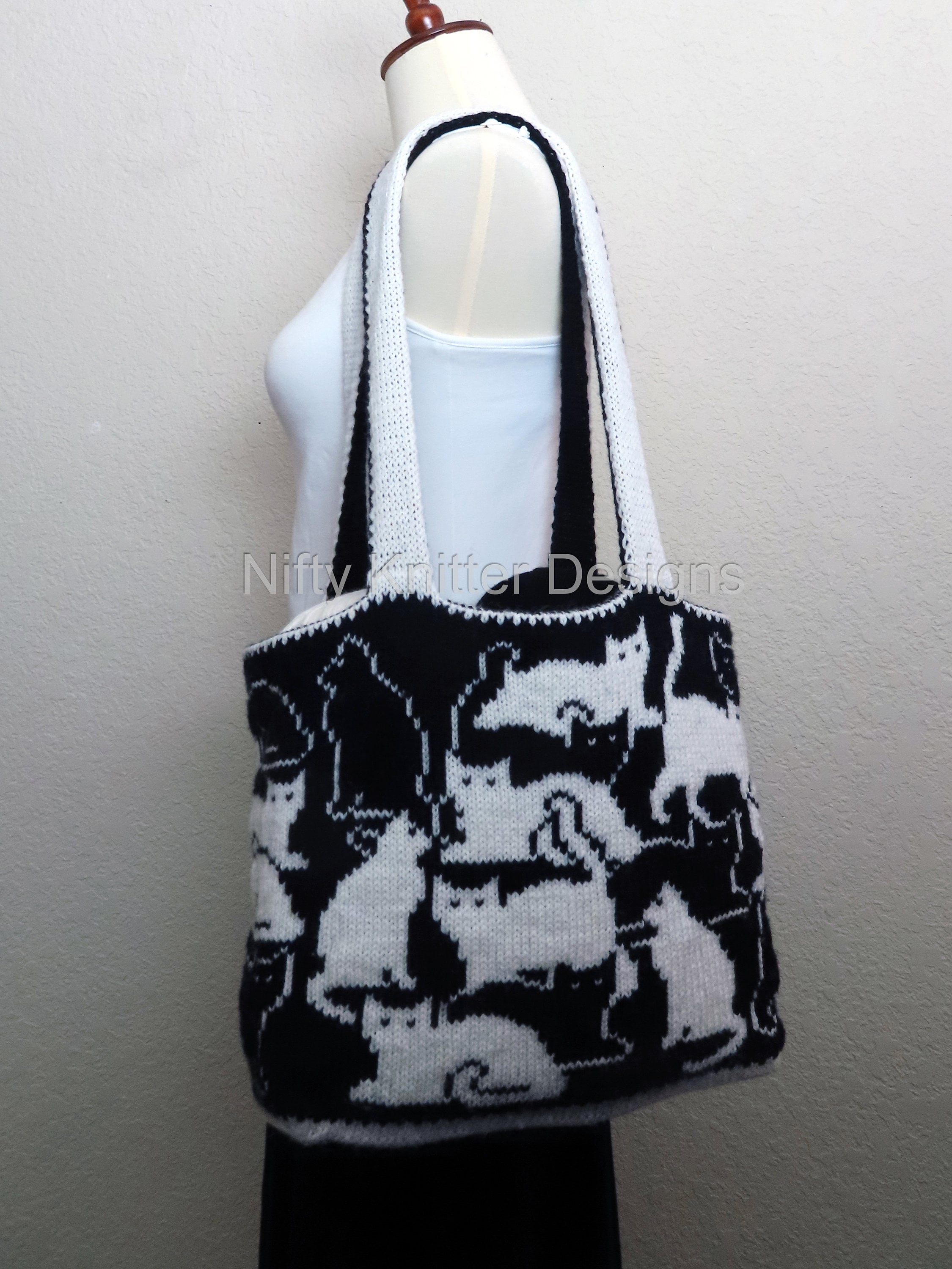 Cute Cat Bag Knitting Pattern Herding Cats Bag Etsy