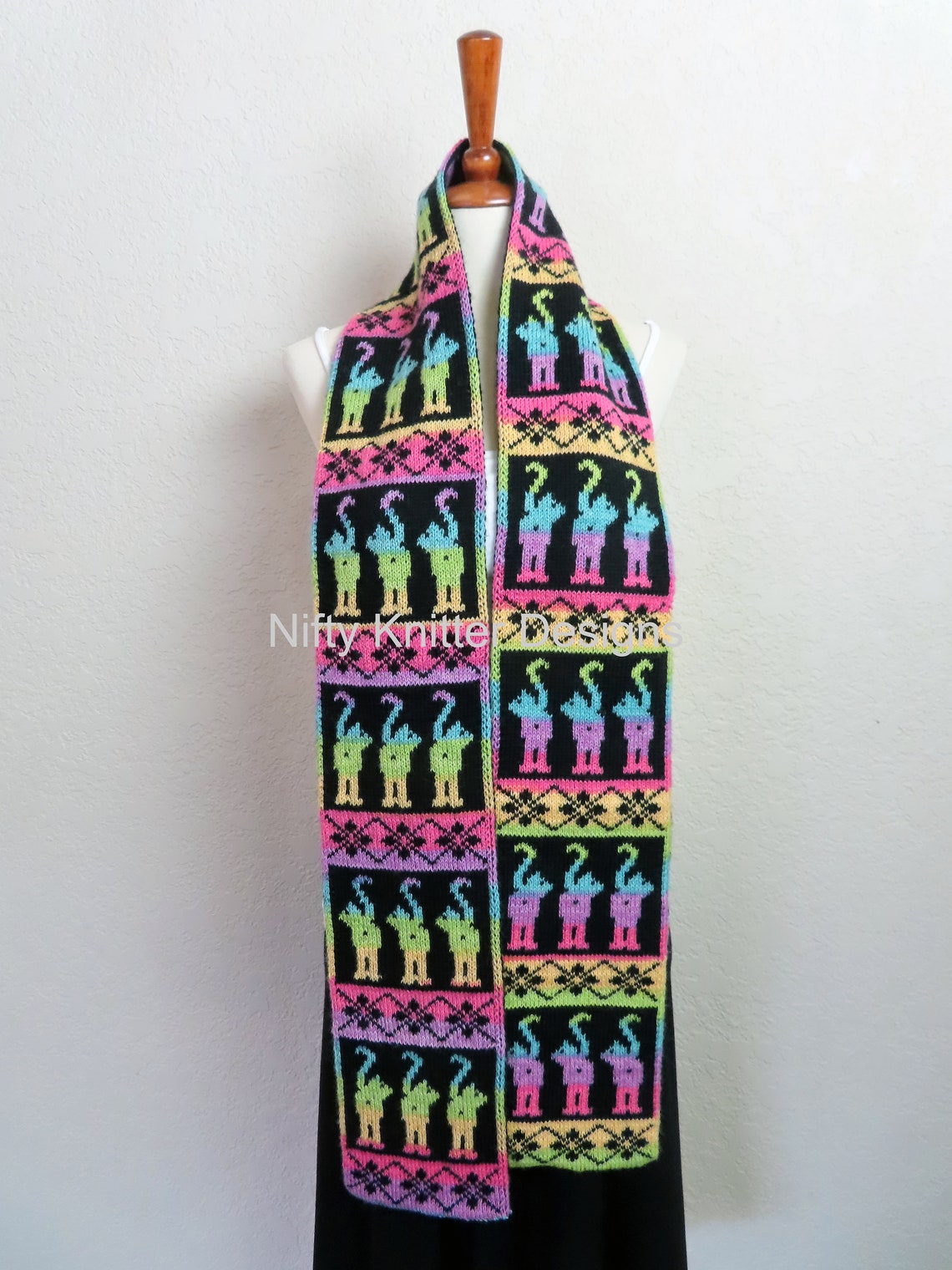 Funny Cat Scarf Knitting Pattern Sassy Cats Scarf Etsy