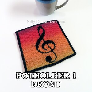 Music Note Potholders Knitting Pattern Musical Potholders ENGLISH ONLY, PDF Download image 5