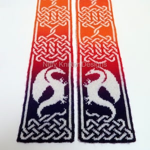 Elegant Celtic Dragon Scarf Knitting Pattern [ENGLISH ONLY, PDF Download]