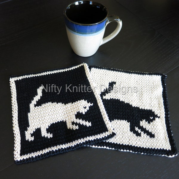 Cute Cat Potholder Knitting Pattern - Cat Playtime Potholder [ENGLISH ONLY, PDF Download]