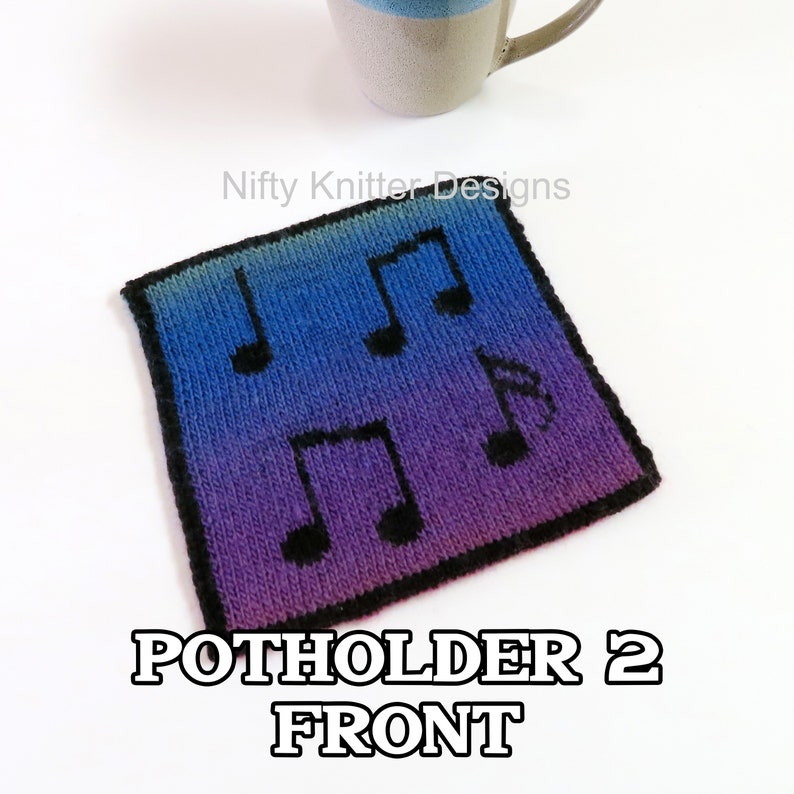 Music Note Potholders Knitting Pattern Musical Potholders ENGLISH ONLY, PDF Download image 7