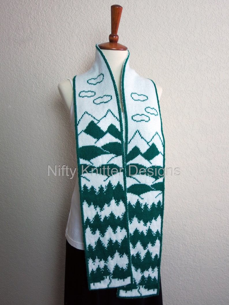 Forest Scarf Knitting Pattern Into the Woods Scarf image 1