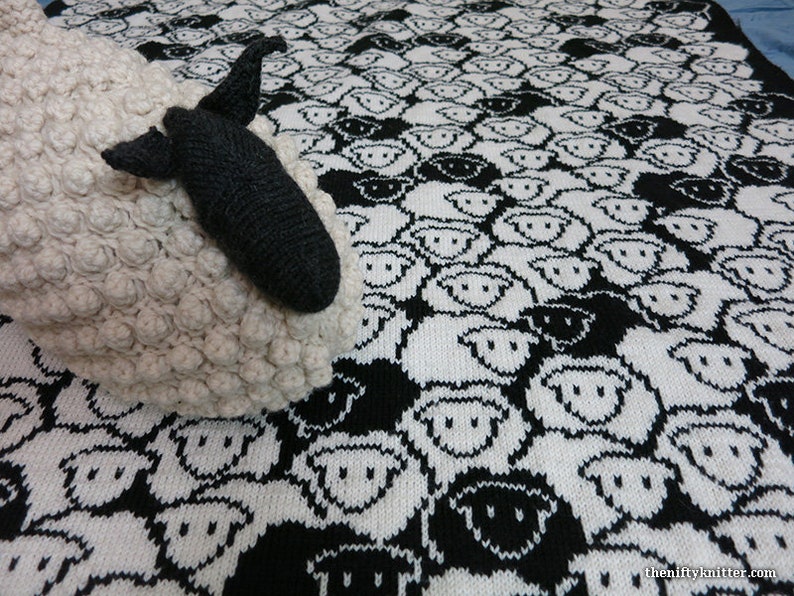 Cute Sheep Blanket Knitting Pattern, Baby, Throw Counting Sheep Blanket ENGLISH ONLY, PDF Download image 3