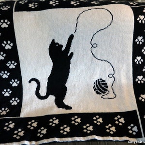 Cute Cat Blanket Knitting Pattern Baby, Throw Cattitude Blanket ENGLISH ONLY, PDF Download image 2