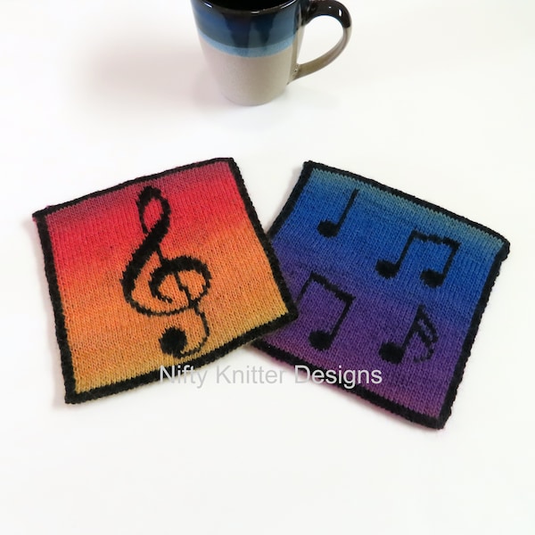 Music Note Potholders Knitting Pattern - Musical Potholders [ENGLISH ONLY, PDF Download]