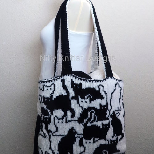 Cute Cat Bag Knitting Pattern Herding Cats Bag Etsy