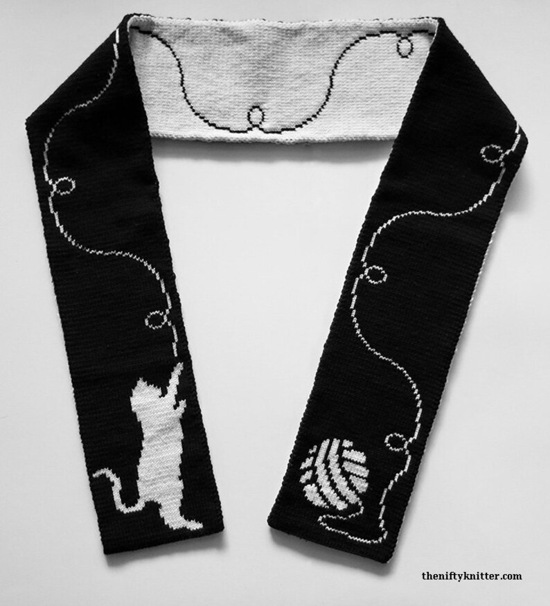 Knitting Pattern Cattitude Scarf Etsy