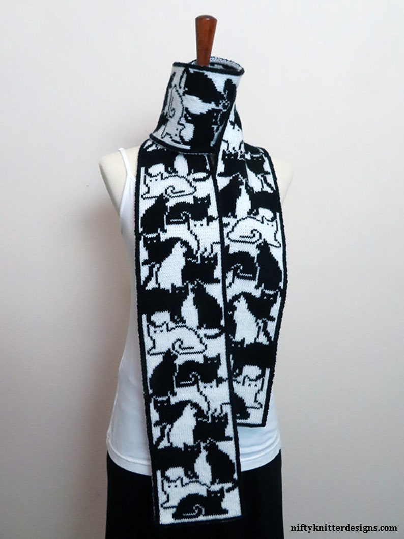 Cute Cat Scarf Knitting Pattern Herding Cats Scarf ENGLISH ONLY image 4