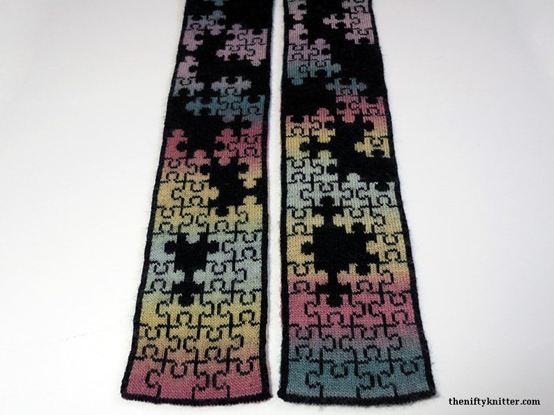 Jigsaw Puzzle Scarf Knitting Pattern ENGLISH ONLY, PDF Download image 2