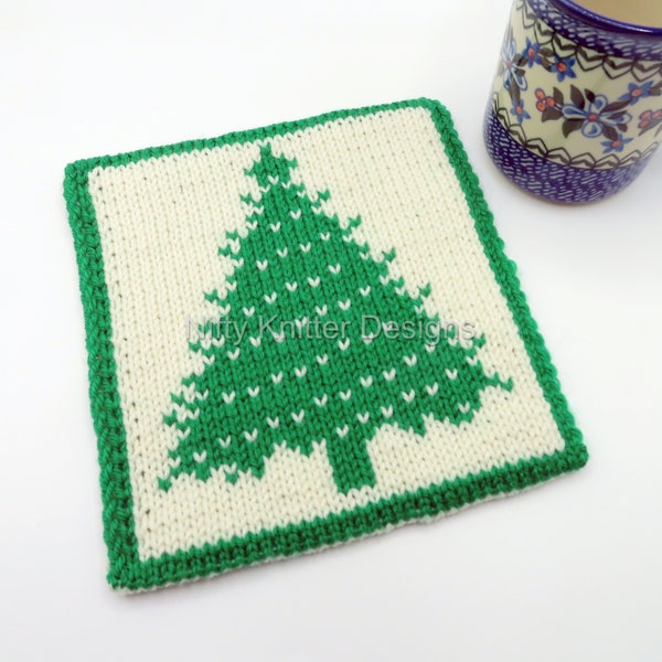 Holiday Christmas Tree Potholder Knitting Pattern [ENGLISH ONLY, PDF Download]