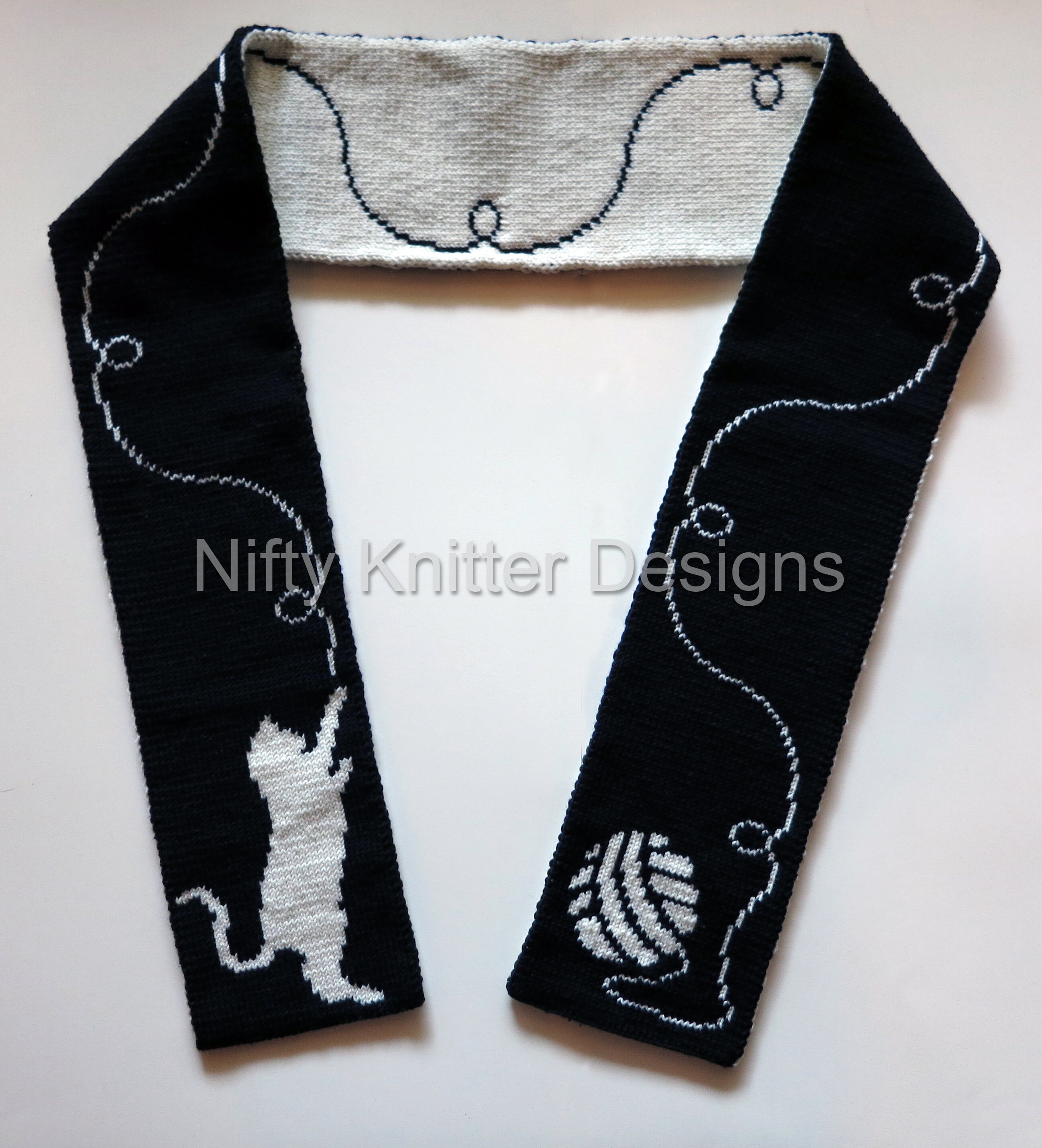 Cute Cat Scarf Knitting Pattern - Cattitude Scarf [ENGLISH