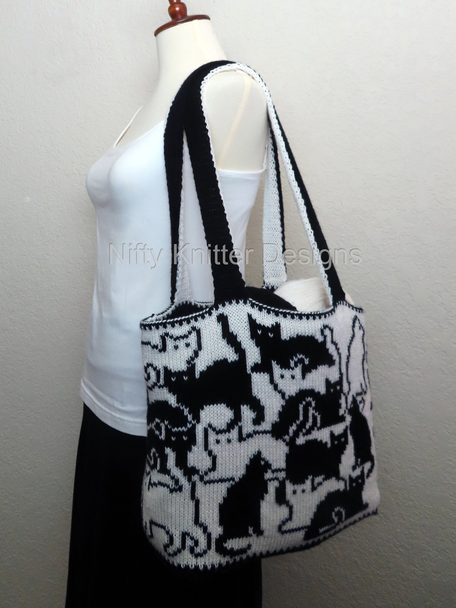 Cute Cat Bag Knitting Pattern Herding Cats Bag Etsy