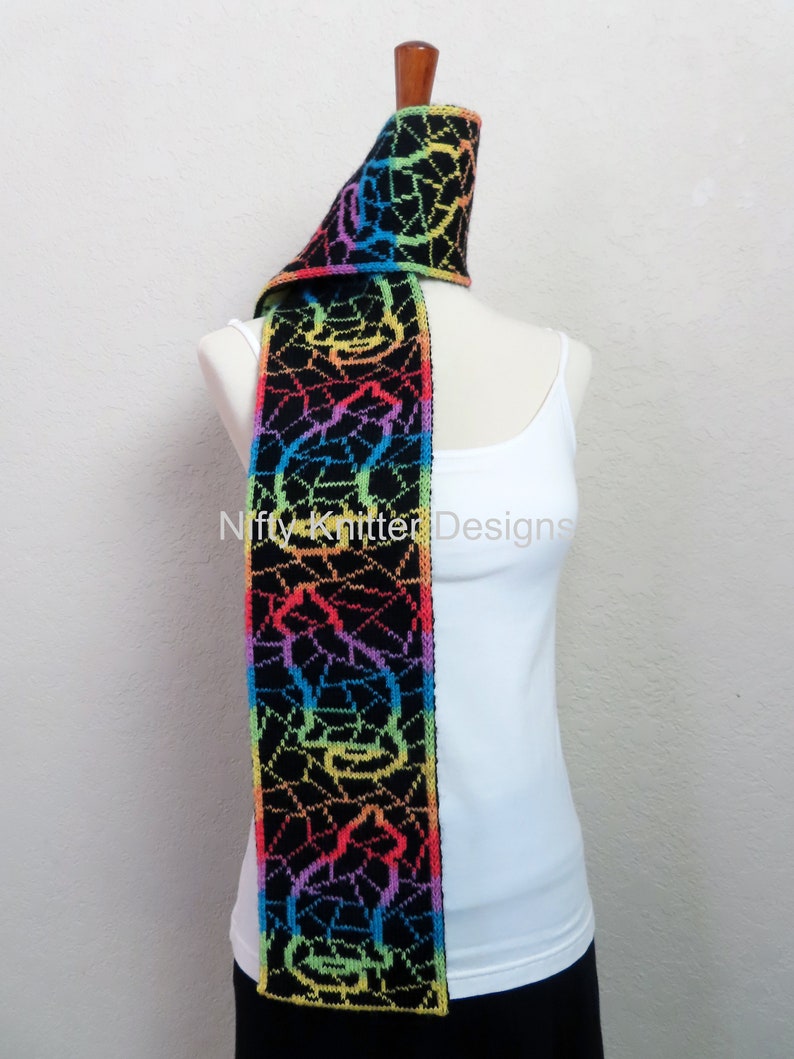 Stained Glass Cat Scarf Knitting Pattern Glass Cat Scarf image 7