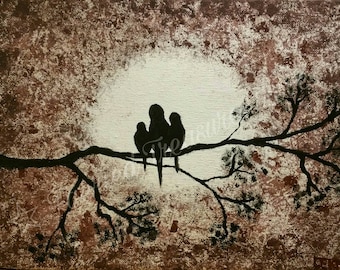 Three Little Birds - Original Acrylic Painting Art Print