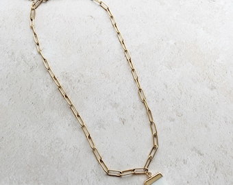 Gold paper clip necklace