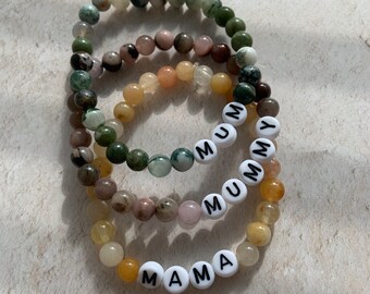 Natural stone mum bracelet