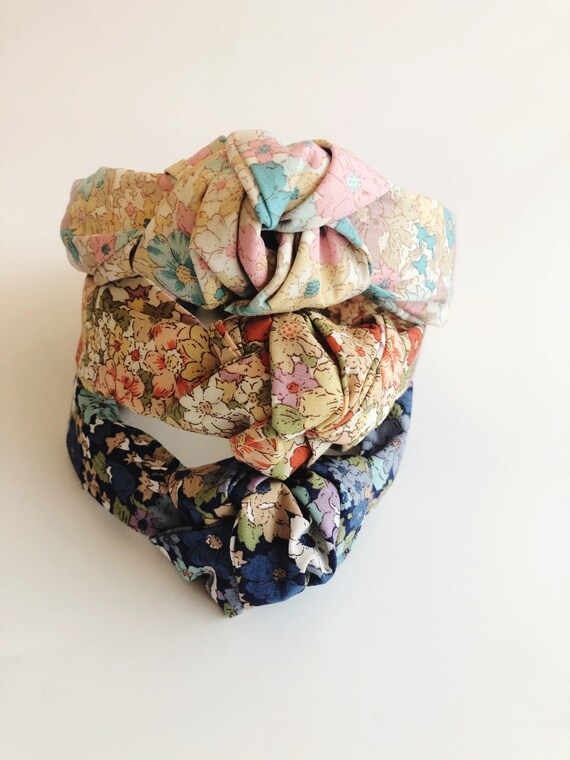 Ladies knot headband, vintage floral headband, ladies headband