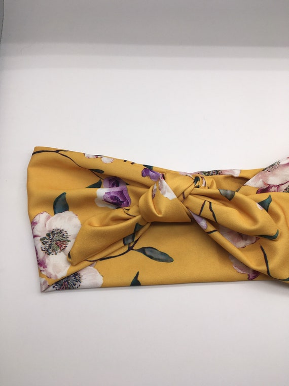 Satin print headwrap, floral wide head wrap, head wrap, hair accessories, print headwrap
