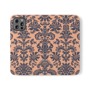 Étui à rabat floral élégant pour téléphones, housse de téléphone élégante, étui portefeuille, cadeau pour elle, design vintage