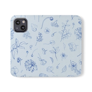 Floral Phone Flip Case, Elegant Design for Her, Cute Gift for Mom, Stylish Tech Accessory, Spring Vibes, Personalized Premium
