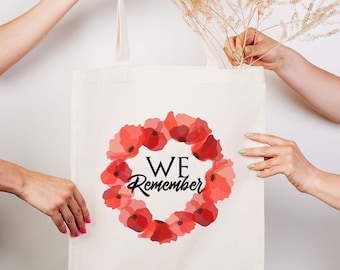 Remembrance Day Tote Bags / Bolsas de mano 100% algodón Tote Natural Canvas reutilizables de hombro / mano / Para que no nos olvidemos
