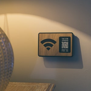 Walnut NFC Tag Wifi Auto Connect to internet QR Wifi Tap for WiFi Connection Custom NFC WiFi connector Wifi Porter Walnut image 2