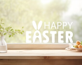 Adhesivos estáticos reutilizables para huevos de Pascua: ¡trae alegría a cada celebración! - Decoración de ventanas: huevos y conejitos.