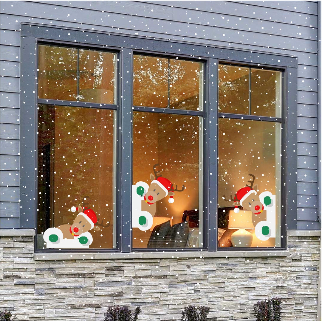 Christmas Reusable Window Stickers Static Cling, Winter Window Décor